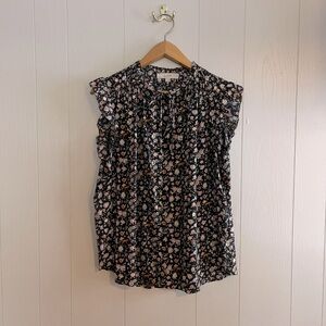 LOFT Sleeveless Ruffle Blouse with Tie